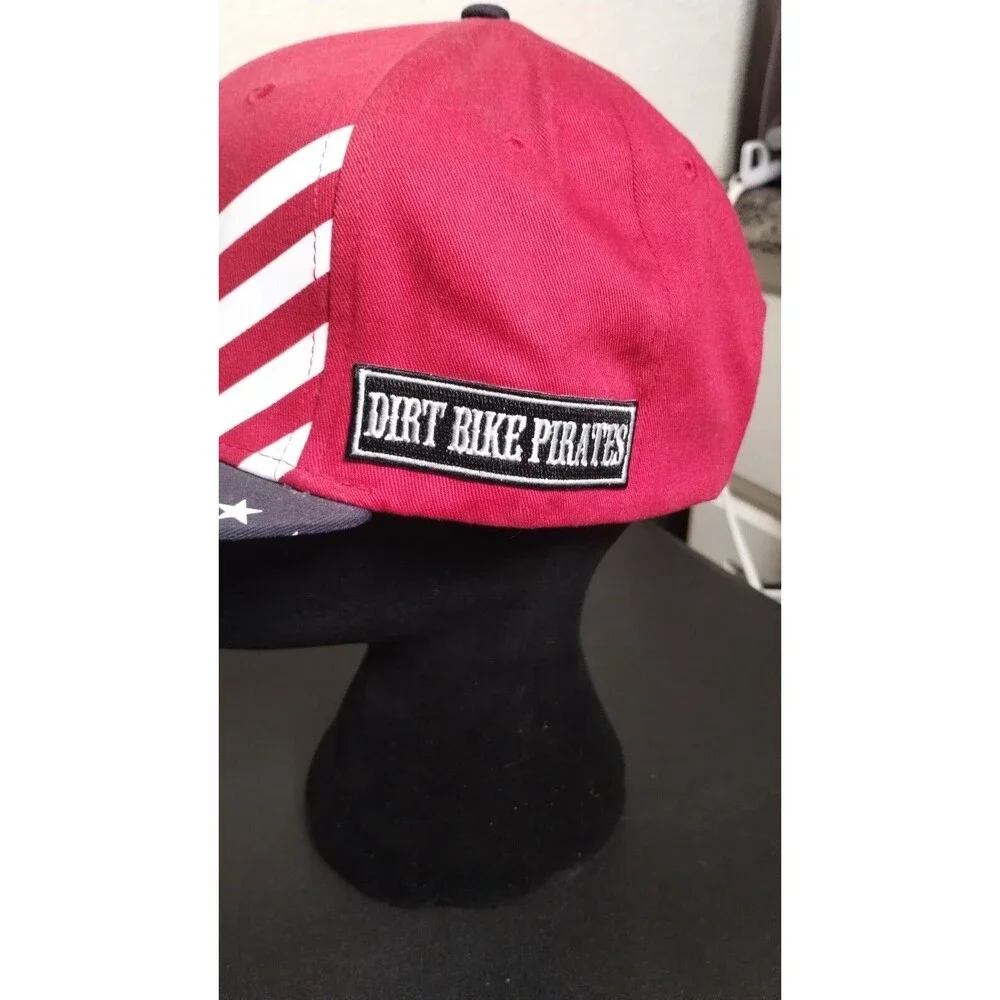 Dirt Bike Pirates American Flag Baseball Trucker Hat Unisex Adjustable
